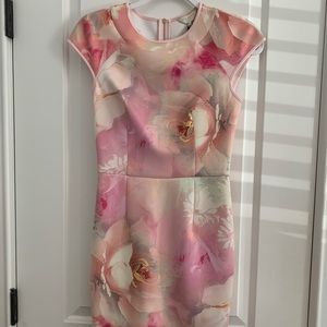 Ted Baker - Pink Floral Mini Dress (Size 1)